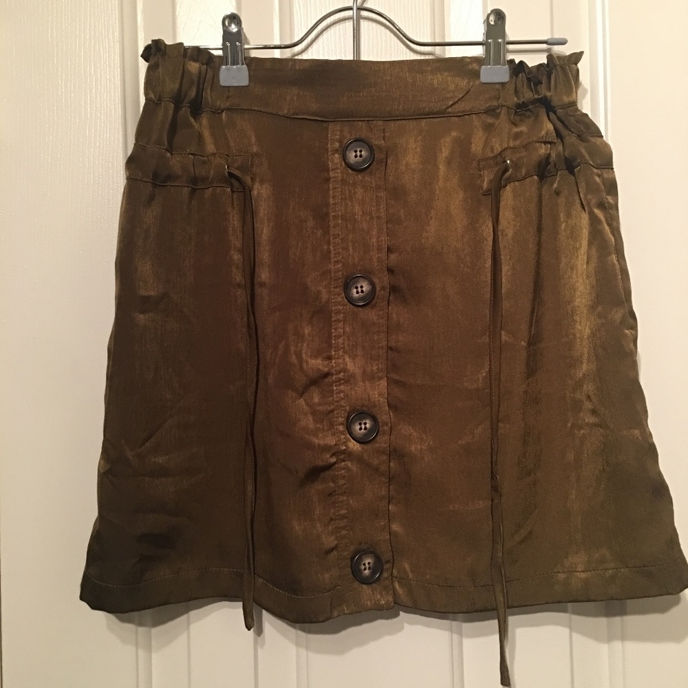Lulu's Olive Green Satin Skirt